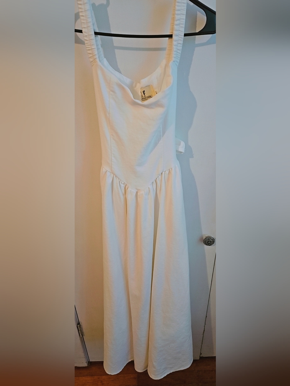 Women's White  Bask Waist Dress